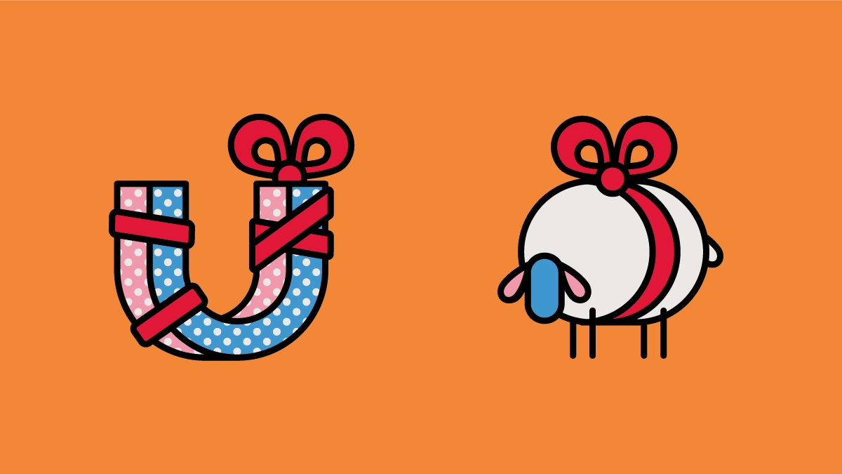 David Way's vector illustrations showcasing the letter 'U' and an ewe.