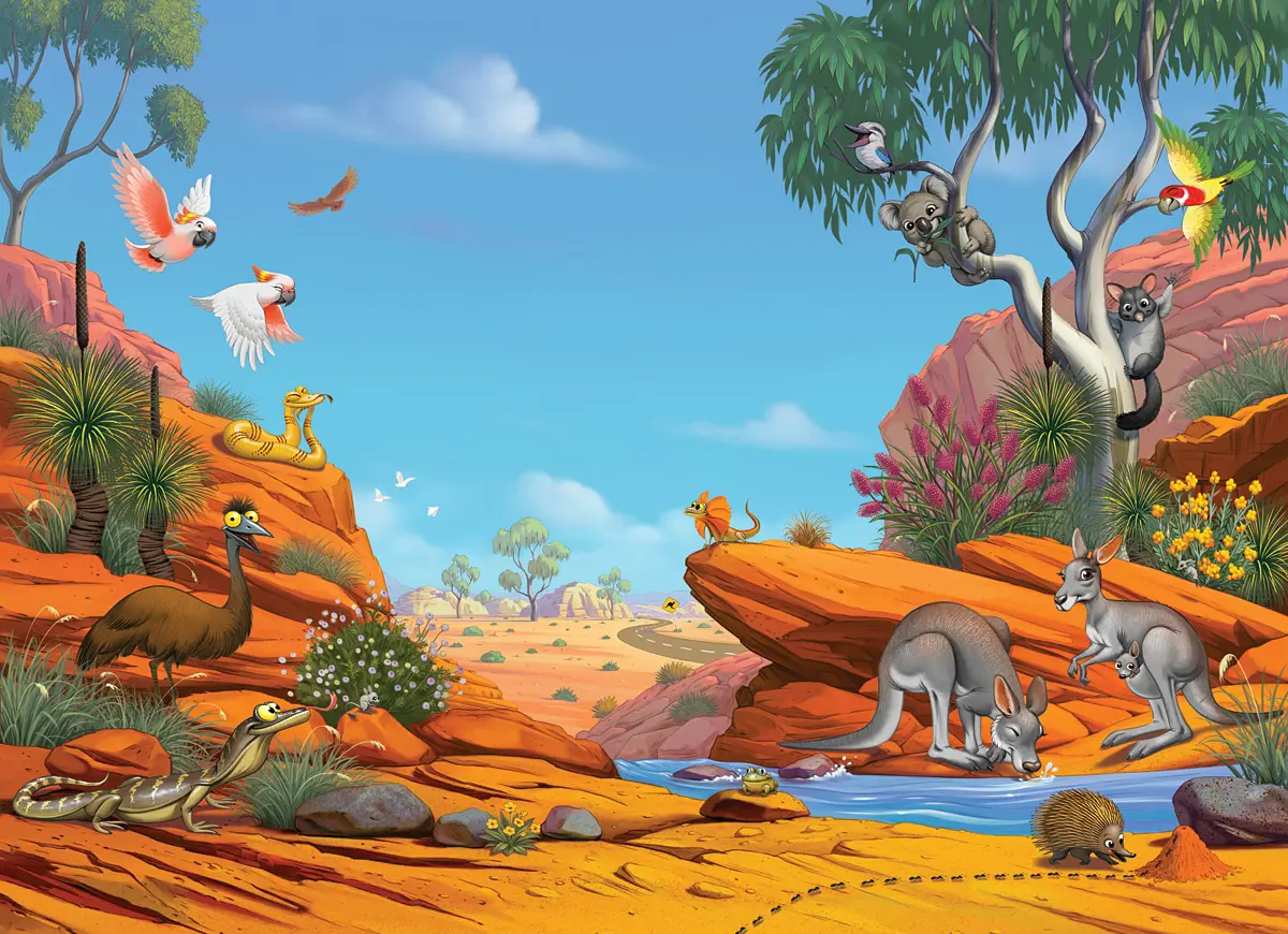 Illustration by Anton Petrov of the Australian outback for Commonwealth Bank.