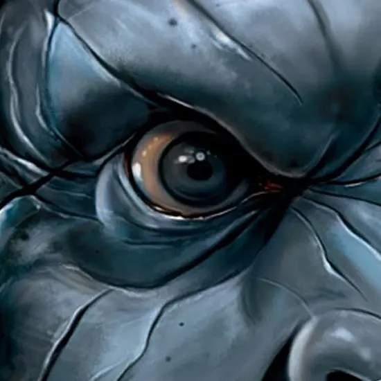 Crop of Illustration by Dede Putra, featuring the eye of Azog from The Hobbit, created for Air New Zealand.