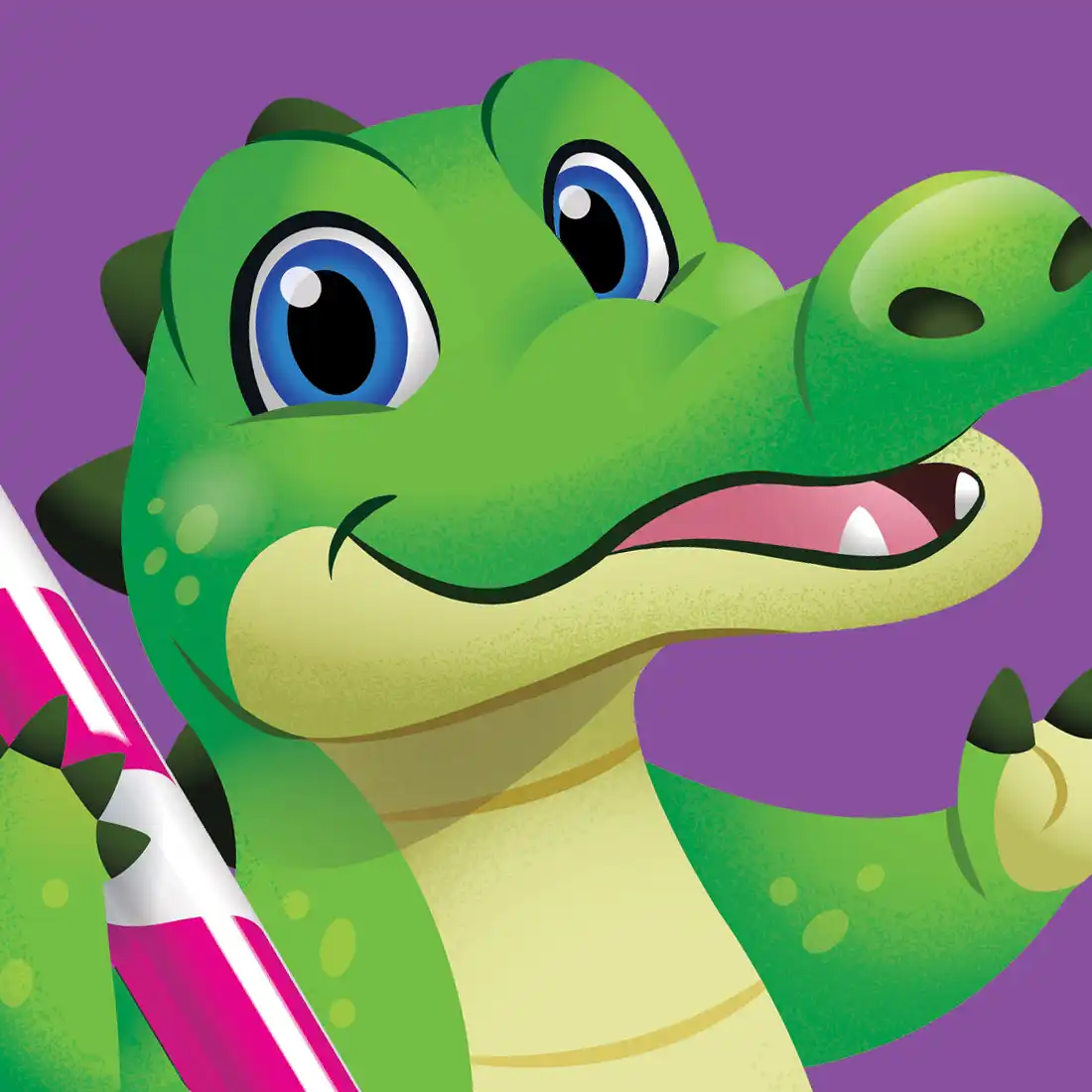 Close-up of Stevie Mahardhika's illustration featuring a crocodile holding a straw.