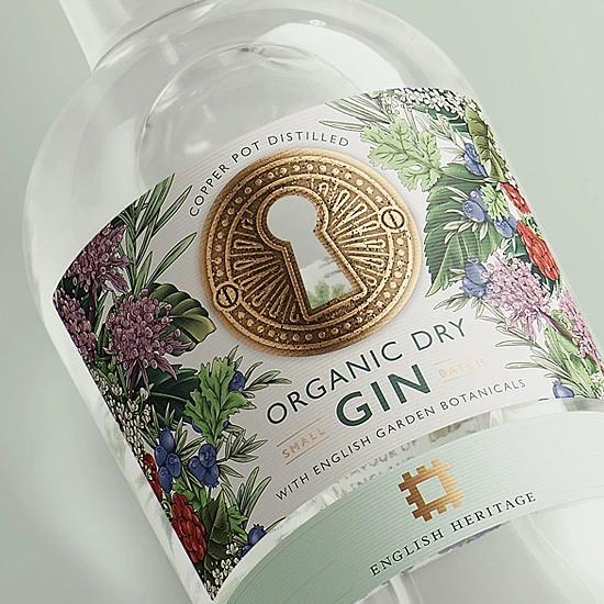 Close up of botanical illustrations for English Heritage Gin by Zoe Gillett